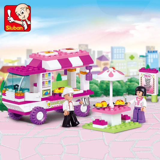 102-teiliges Bausteine-Set „Stadt und Abenteuer“ – Kreatives Bauspielzeug mit Van, Snack-Haus, Auto, Hund und Figuren für Kinder, tolles Weihnachtsgeschenk