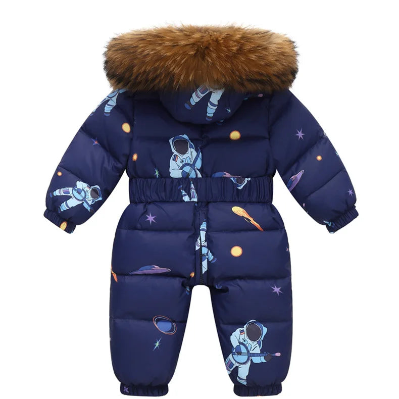 Daunen-Overall für Kinder – Warmer, wasserdichter Schneeanzug mit Kapuze
