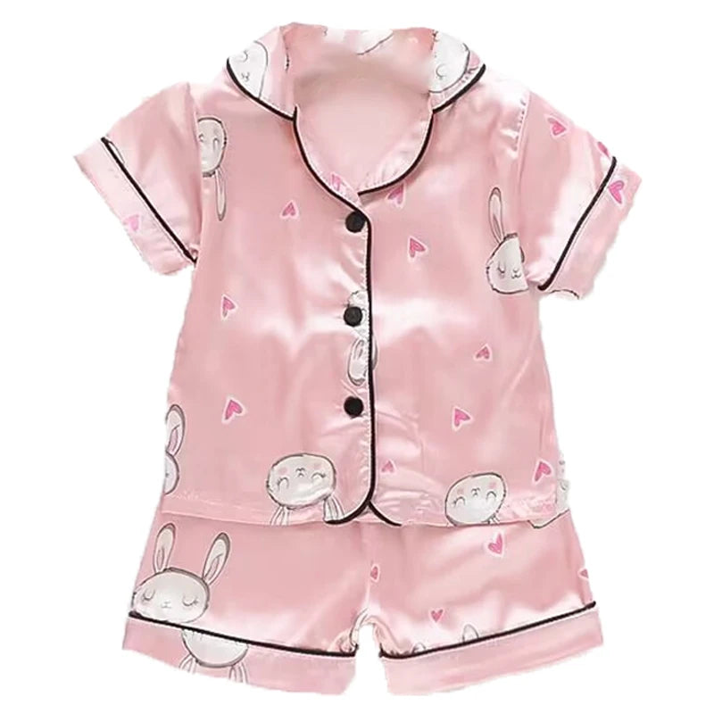 Schönes Baby-Pyjama-Set – Haushaltskleidung aus Eisseide und Satin