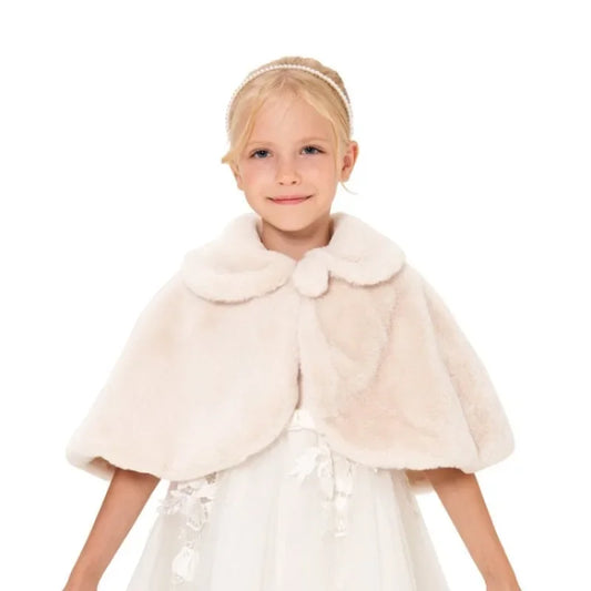 Mädchen Plüsch Schal Elegante Prinzessin Kleid Passenden Mantel Blume Mädchen Mantel Kinder Einfarbig Revers Cape Zubehör