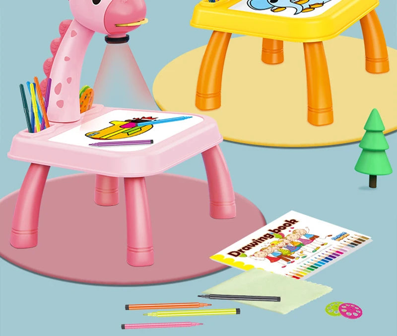 Kinder LED-Projektor & Malset – Lernspielzeug mit Zeichentisch, Pädagogisches Malbrett und Kreativwerkzeugen