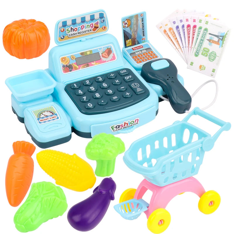 Elektronisches Supermarkt-Kassierer-Set – Simulationsspielzeug mit Beleuchtung und Soundeffekten, Spielzeug für Einkaufsladen, Verkaufsstand, Spielzeug für Kinder zum Rollenspiel