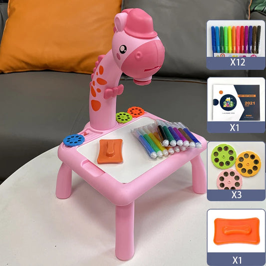 Kinder LED-Projektor & Malset – Lernspielzeug mit Zeichentisch, Pädagogisches Malbrett und Kreativwerkzeugen