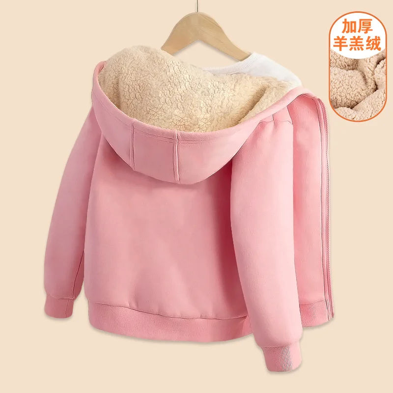 Kinder-Kapuzenjacke – Warme Jacke aus Lammwolle für Herbst und Winter