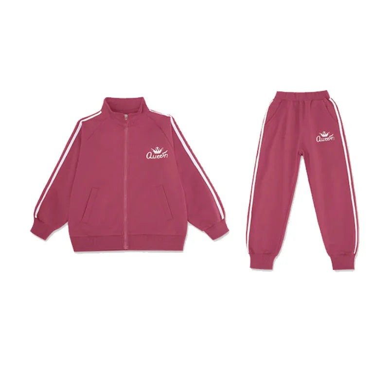 Stylischer Teenager-Trainingsanzug für Mädchen – Gestreiftes 2-teiliges Set