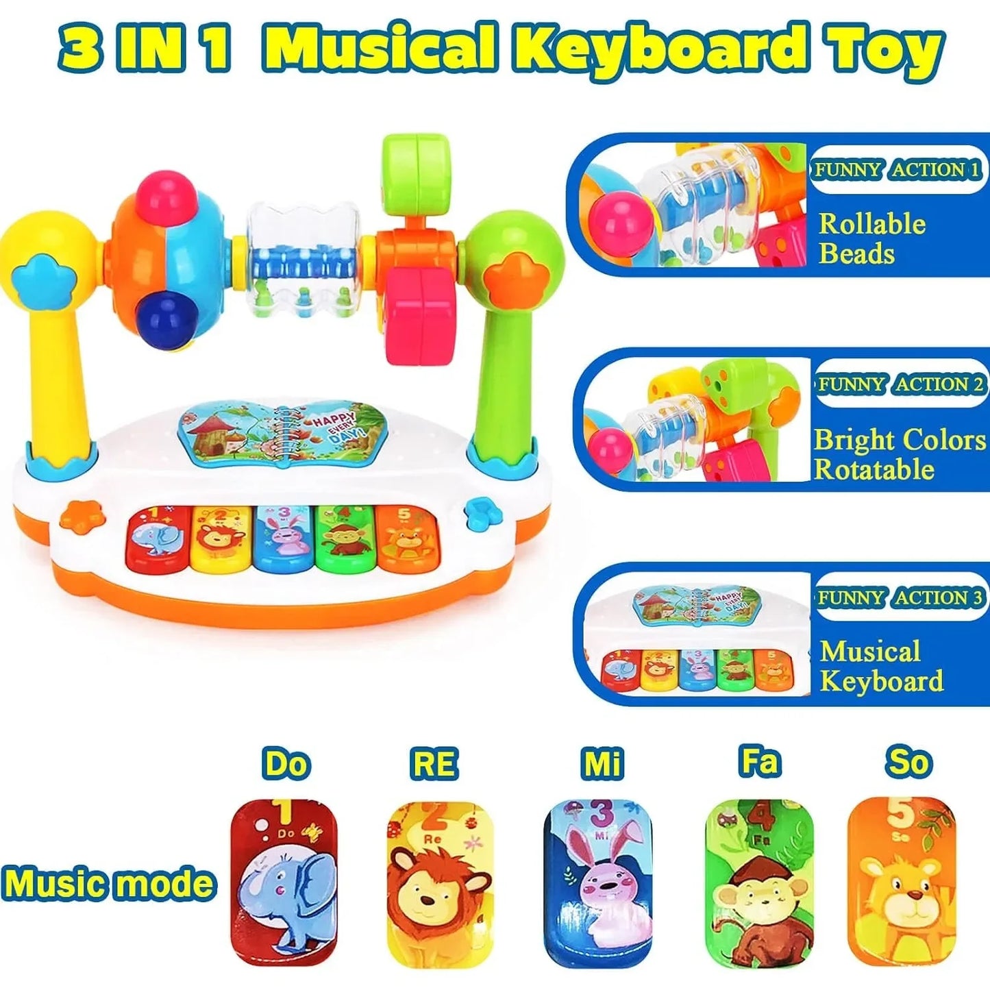 Baby-Klavier mit Licht & Sound – Das musikalische Frühförderungs-Spielzeug für kleine Musiker (ab 6 Monate)