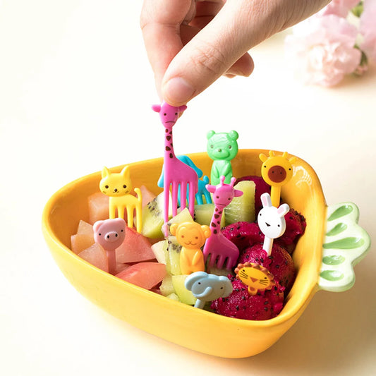Bunte Tier- & Bauernhof-Obst-Gabeln – 10 Mini-Knabber für kleine Snacker!
