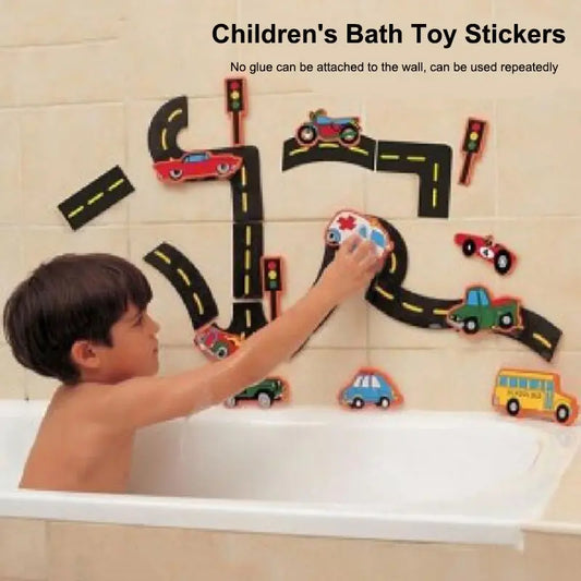 23 Teile Bad Wasserspielzeug Klebrige Wand Stadtverkehr Auto Straßenschiene Puzzle Vinyl 0-3Y 3-6Y 6-12Y 12+y 14+Y Badfunktionen