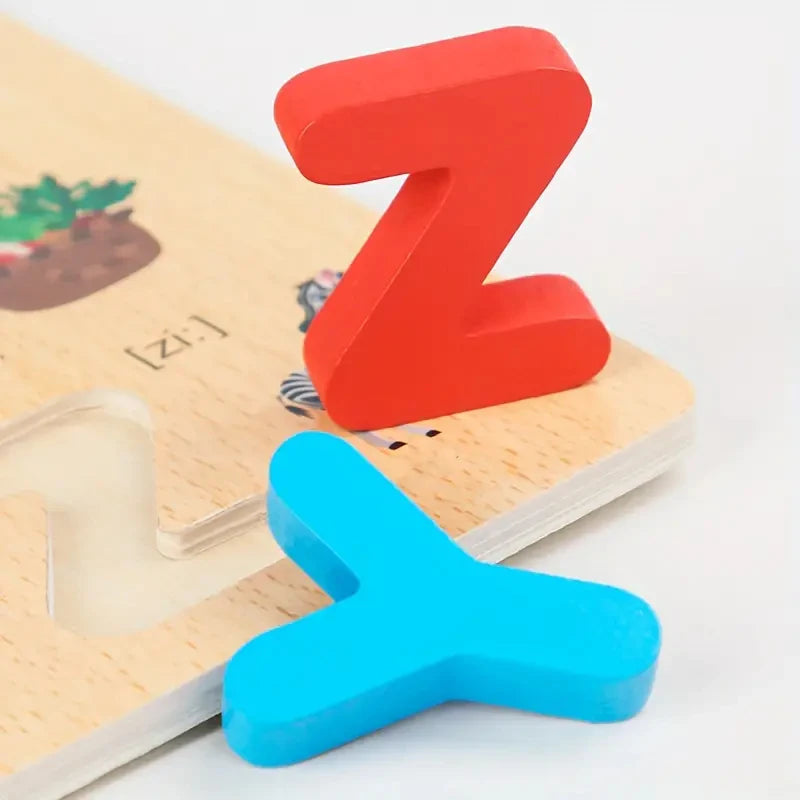 Montessori Holz-Puzzle – Lernspielzeug mit Alphabet und Zahlen