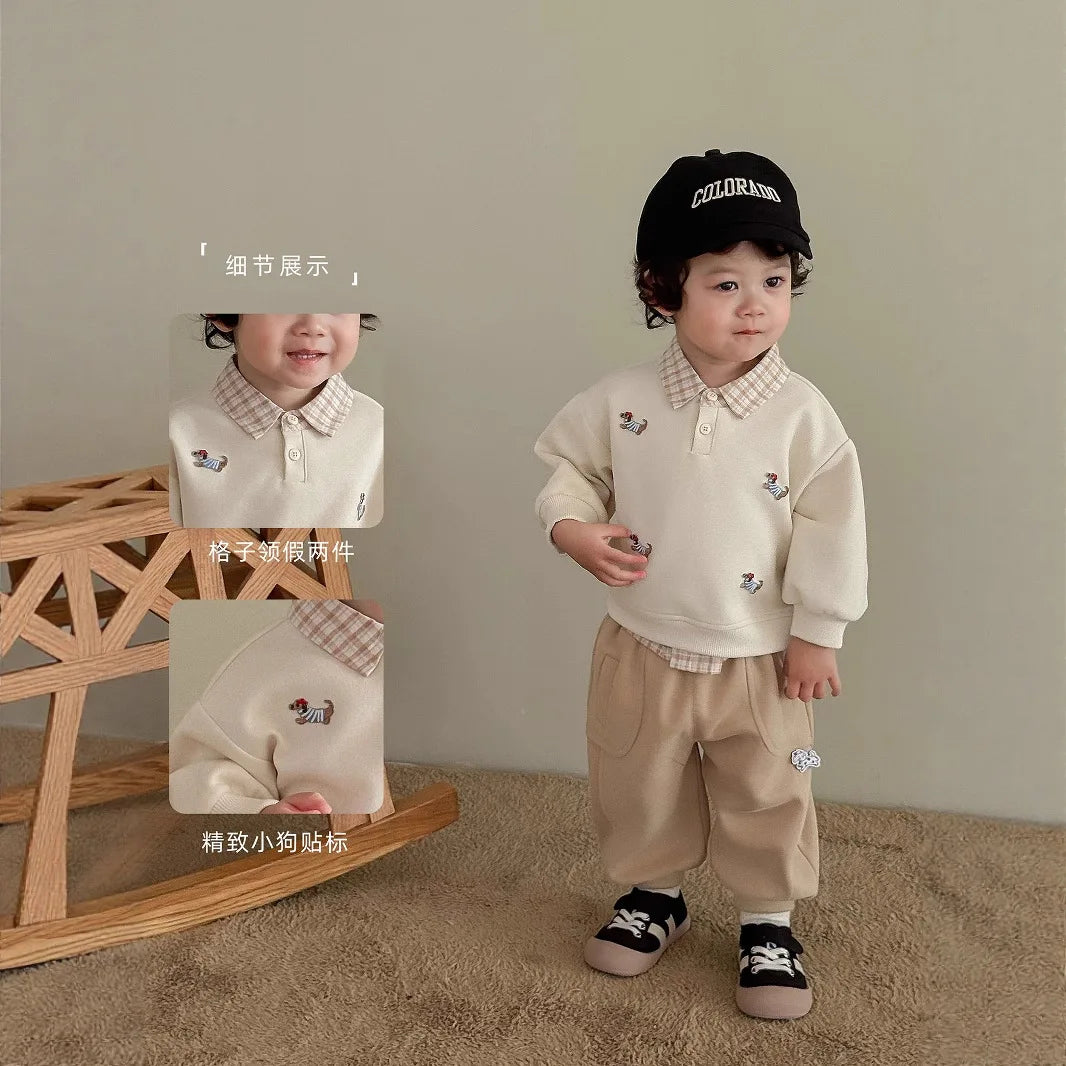 Two-Piece-Pullover für Jungen – Cartoon-Hoodie für den Herbst
