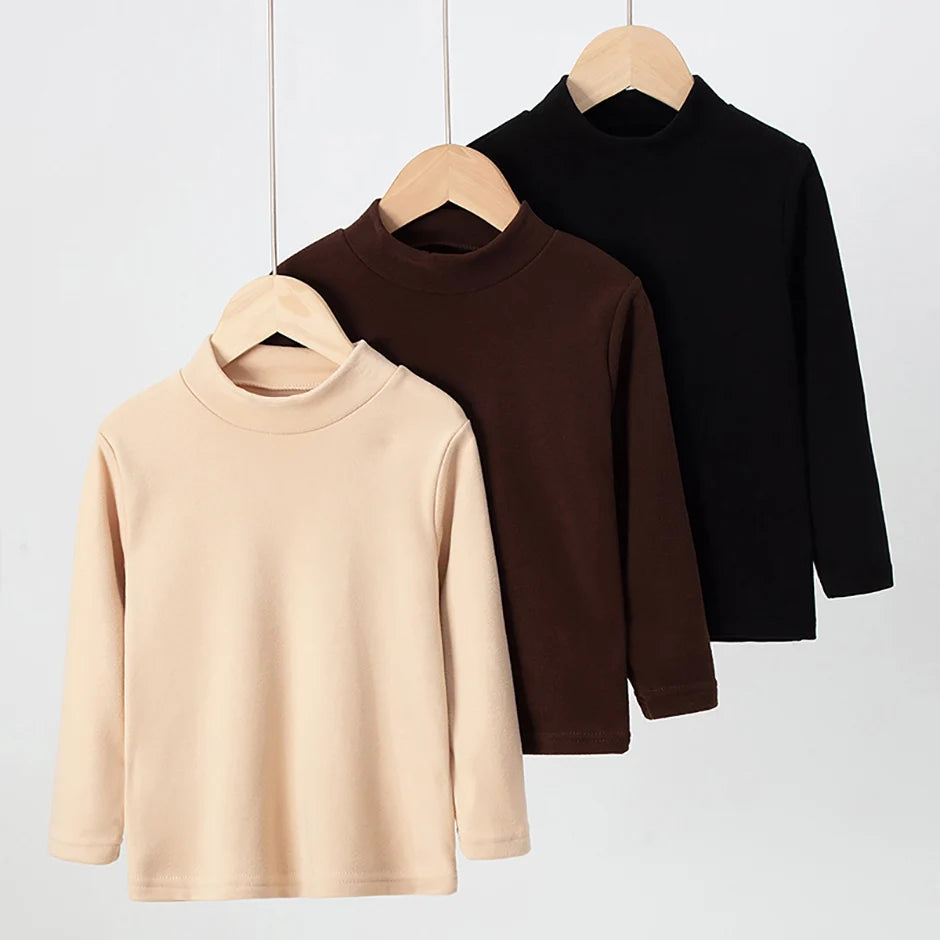 Unisex Langarm-T-Shirt mit mittelhohem Kragen  – Schlichtes Basic für Herbst und Winter auch im 3er Pack