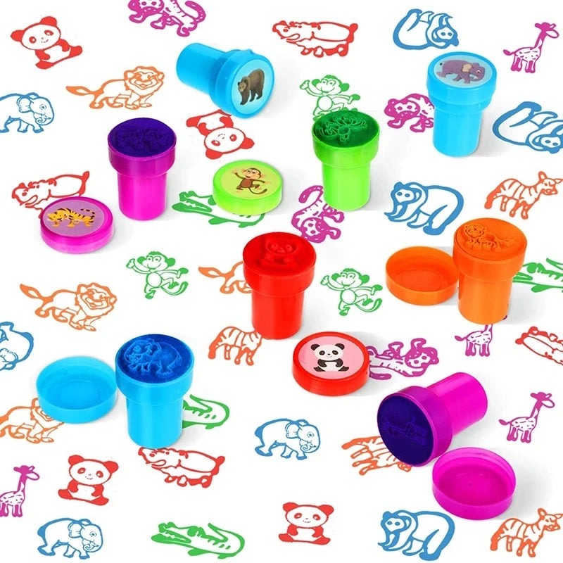 10 Stück bunte Kinder-Stempel – Kreatives Basteln, Malen & Dekorieren für kleine Künstler!