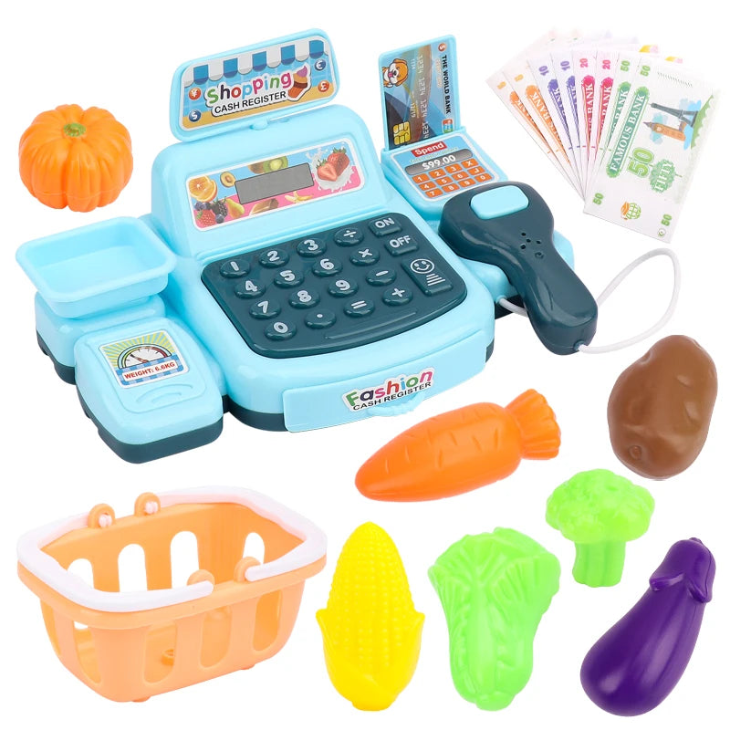 Elektronisches Supermarkt-Kassierer-Set – Simulationsspielzeug mit Beleuchtung und Soundeffekten, Spielzeug für Einkaufsladen, Verkaufsstand, Spielzeug für Kinder zum Rollenspiel