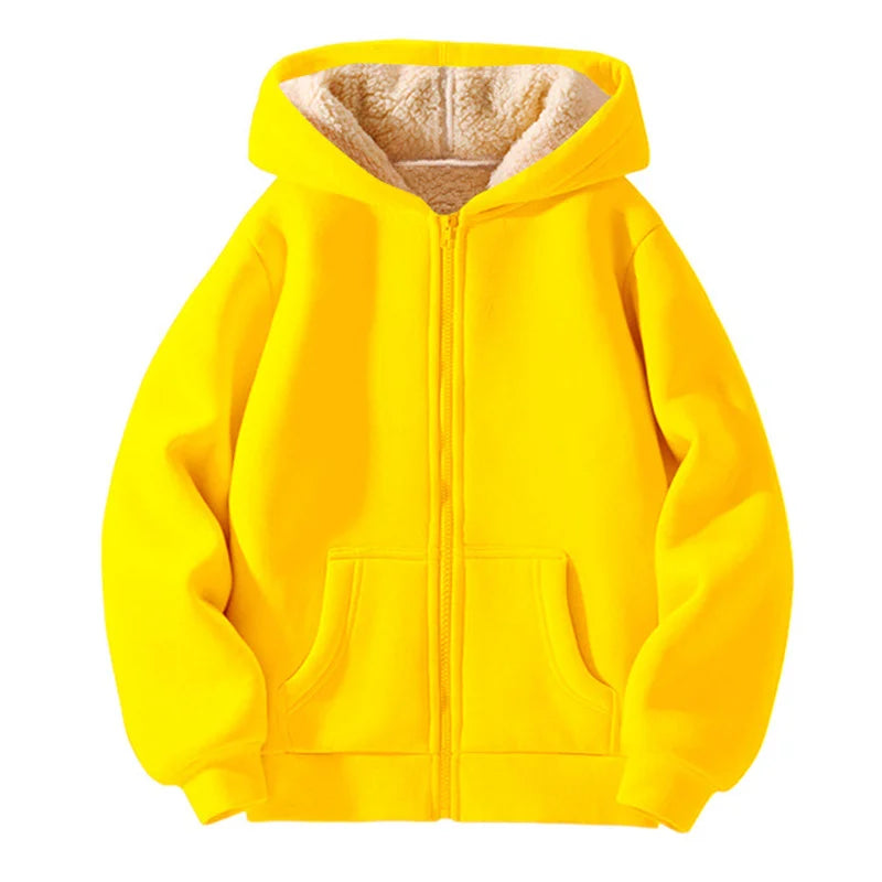 Kinder-Kapuzenjacke – Warme Jacke aus Lammwolle für Herbst und Winter