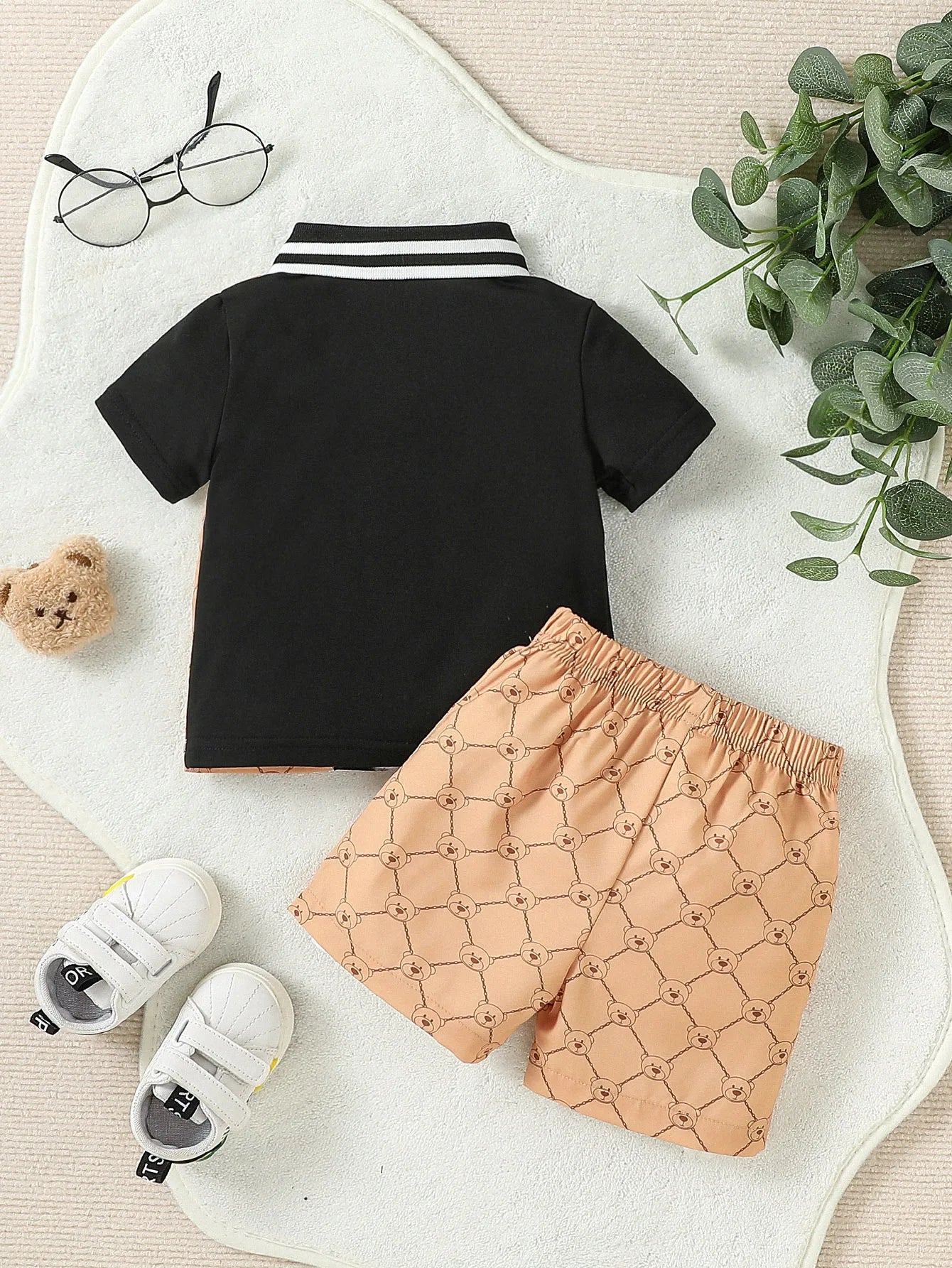 Streetwear-Set für Jungen – Patchwork-T-Shirt und Shorts