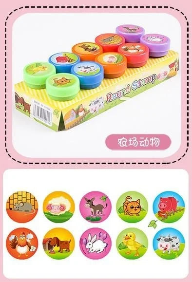 10 Stück bunte Kinder-Stempel – Kreatives Basteln, Malen & Dekorieren für kleine Künstler!