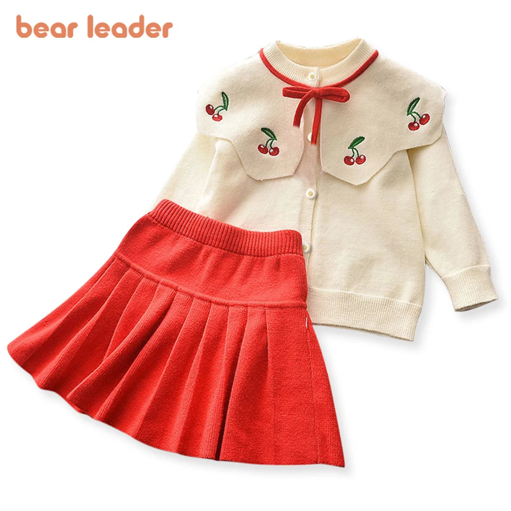 Bear Leader Herbst-Winter-Set – Gestrickter Pullover und Rock für Mädchen